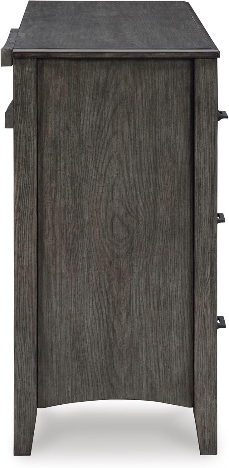 imageSignature Design by Ashley Porter Traditional SmoothGliding 7Drawer Dresser and Mirror with Safety Stop FeltLined Top Drawers and PullOut Tray Dark BrownGrayish Brown