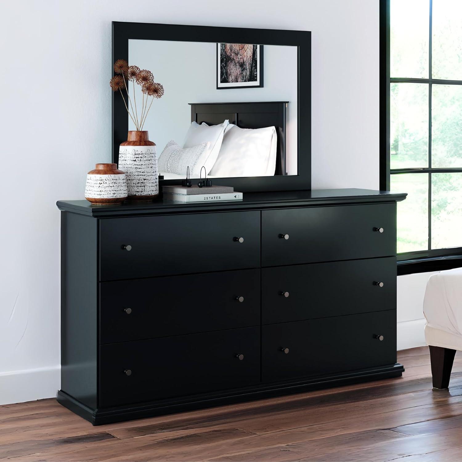 imageSignature Design by Ashley Porter Traditional SmoothGliding 7Drawer Dresser and Mirror with Safety Stop FeltLined Top Drawers and PullOut Tray Dark BrownBlack