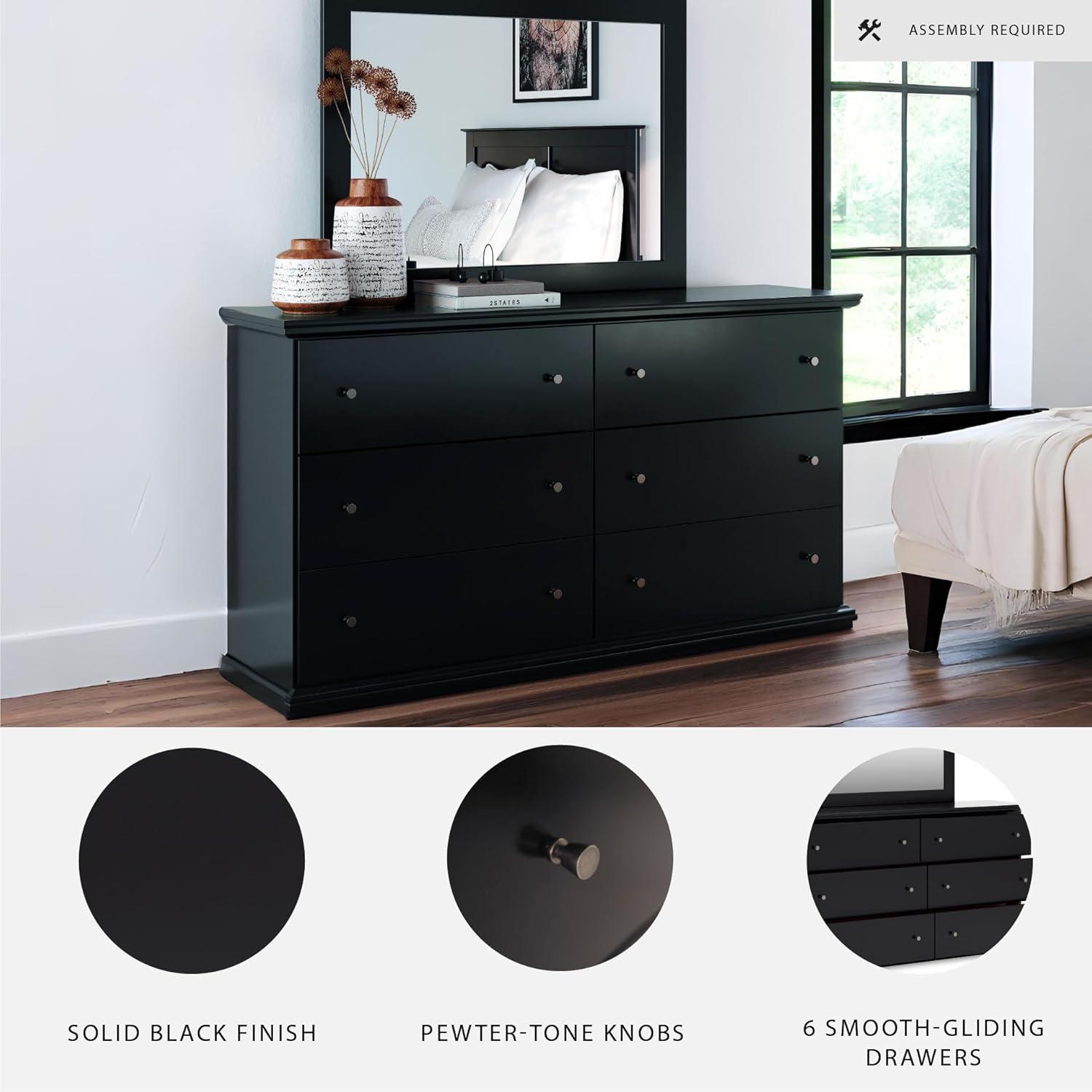 imageSignature Design by Ashley Porter Traditional SmoothGliding 7Drawer Dresser and Mirror with Safety Stop FeltLined Top Drawers and PullOut Tray Dark BrownBlack