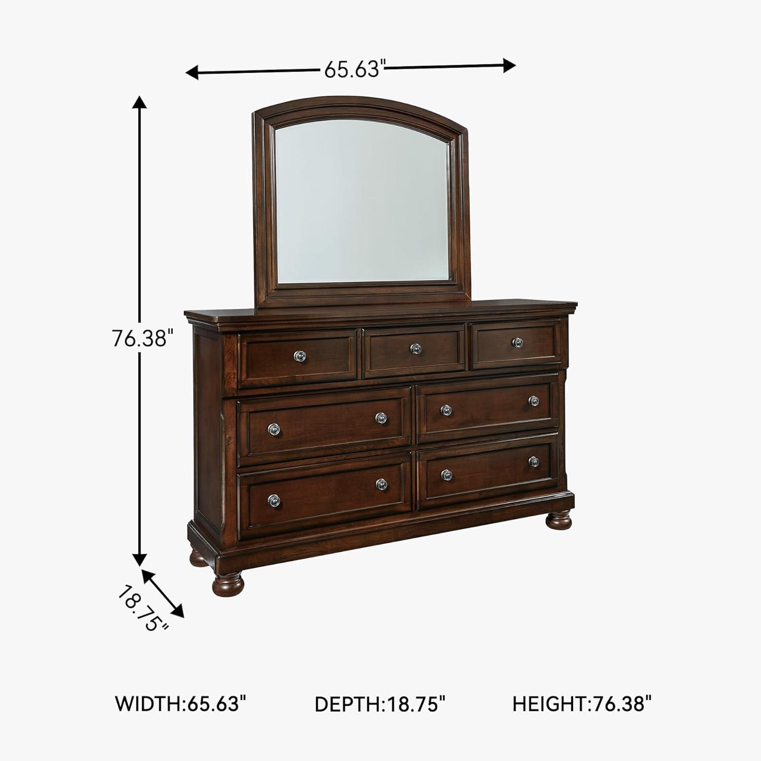 imageSignature Design by Ashley Porter Traditional SmoothGliding 7Drawer Dresser and Mirror with Safety Stop FeltLined Top Drawers and PullOut Tray Dark BrownDark Brown