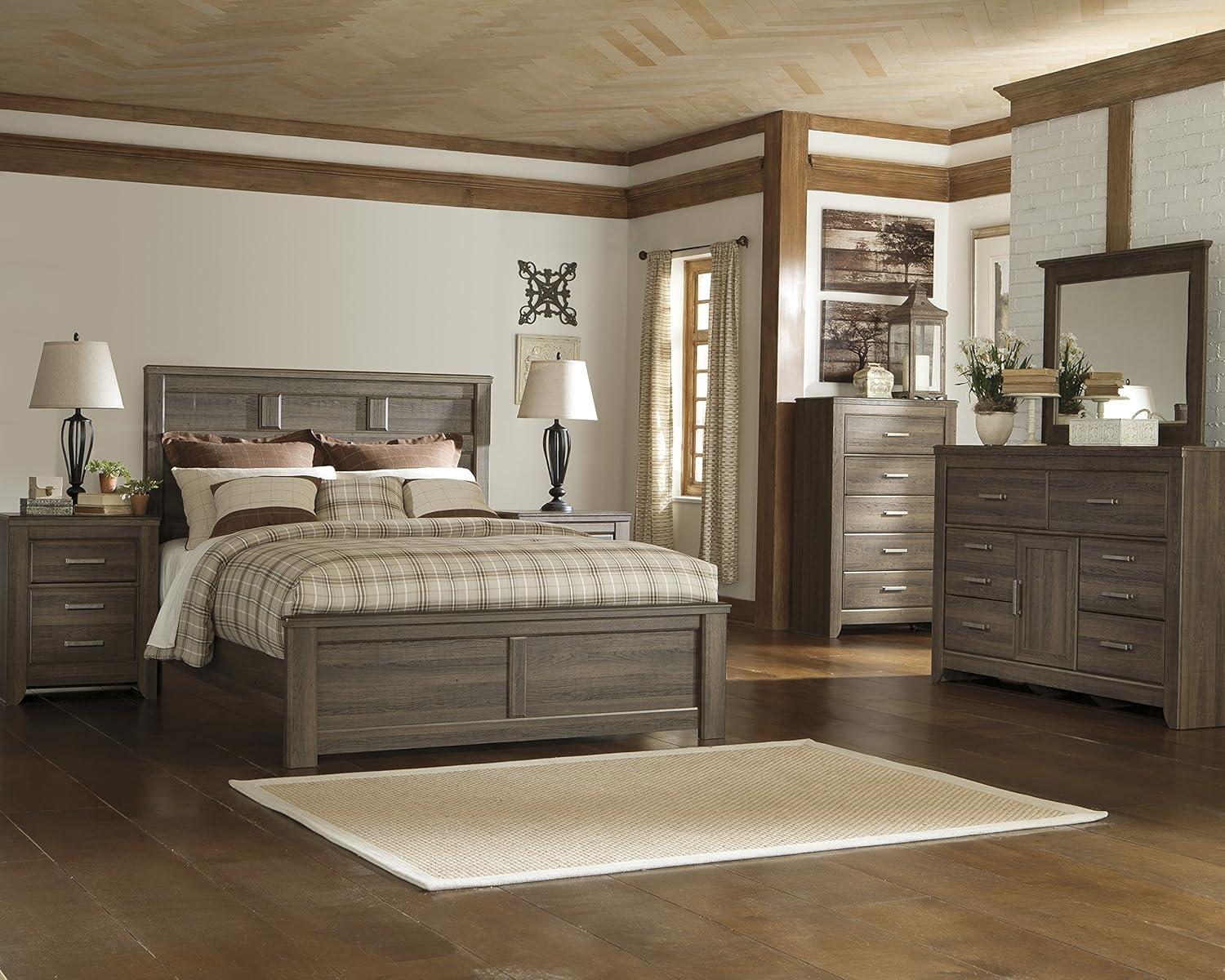 imageSignature Design by Ashley Porter Traditional SmoothGliding 7Drawer Dresser and Mirror with Safety Stop FeltLined Top Drawers and PullOut Tray Dark BrownNatural Brown