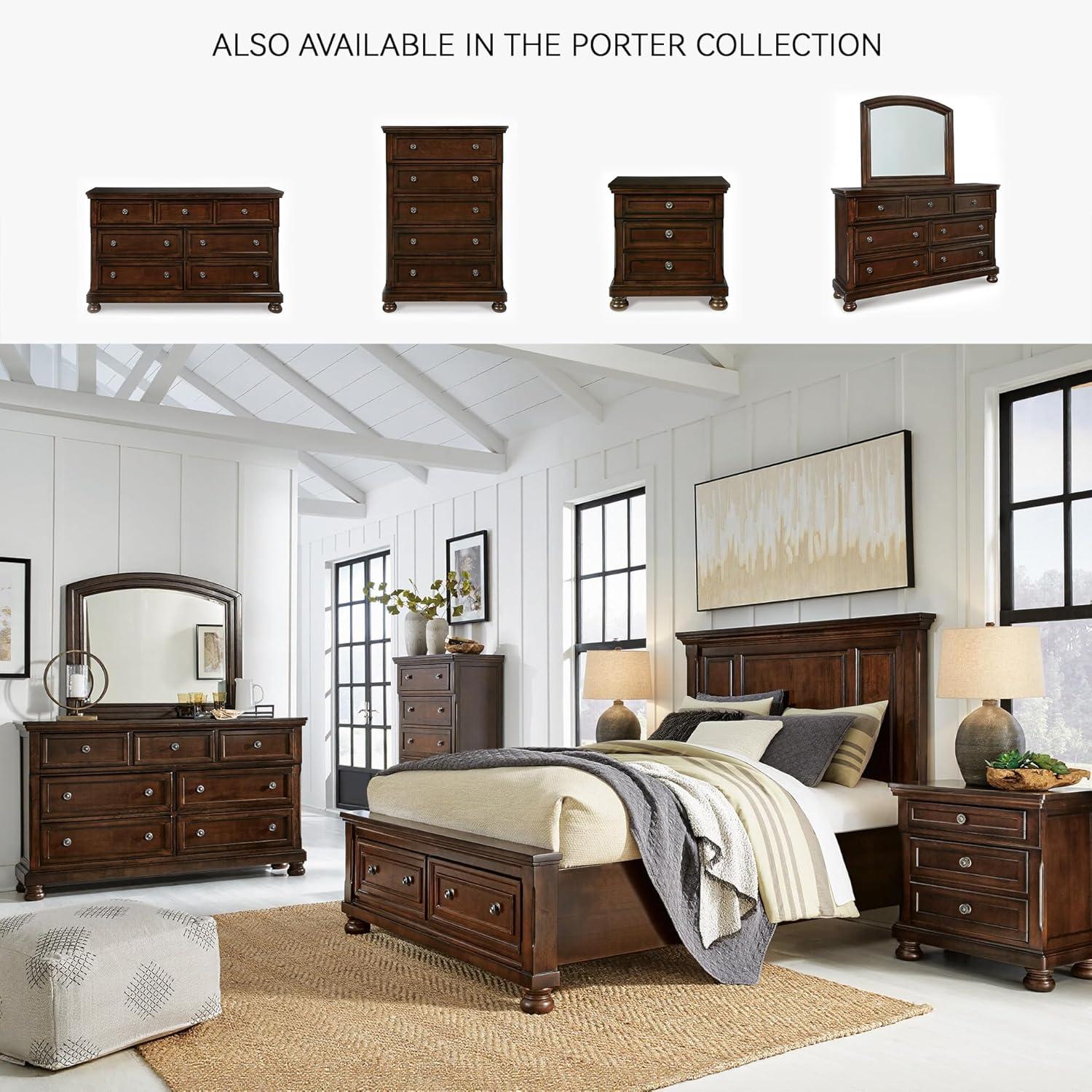 imageSignature Design by Ashley Porter Traditional SmoothGliding 7Drawer Dresser and Mirror with Safety Stop FeltLined Top Drawers and PullOut Tray Dark BrownDark Brown