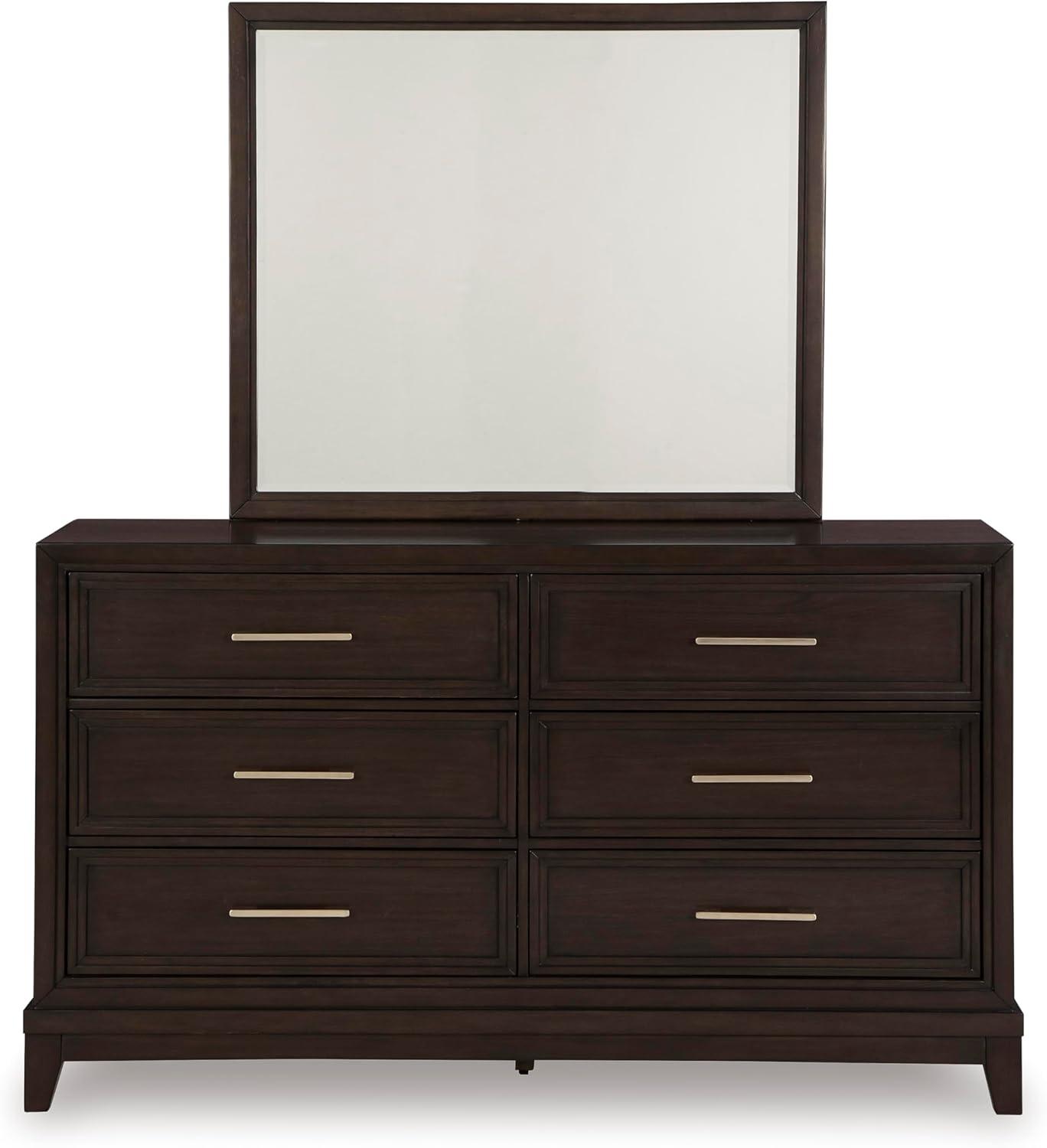 imageSignature Design by Ashley Porter Traditional SmoothGliding 7Drawer Dresser and Mirror with Safety Stop FeltLined Top Drawers and PullOut Tray Dark BrownDark Grayish Brown