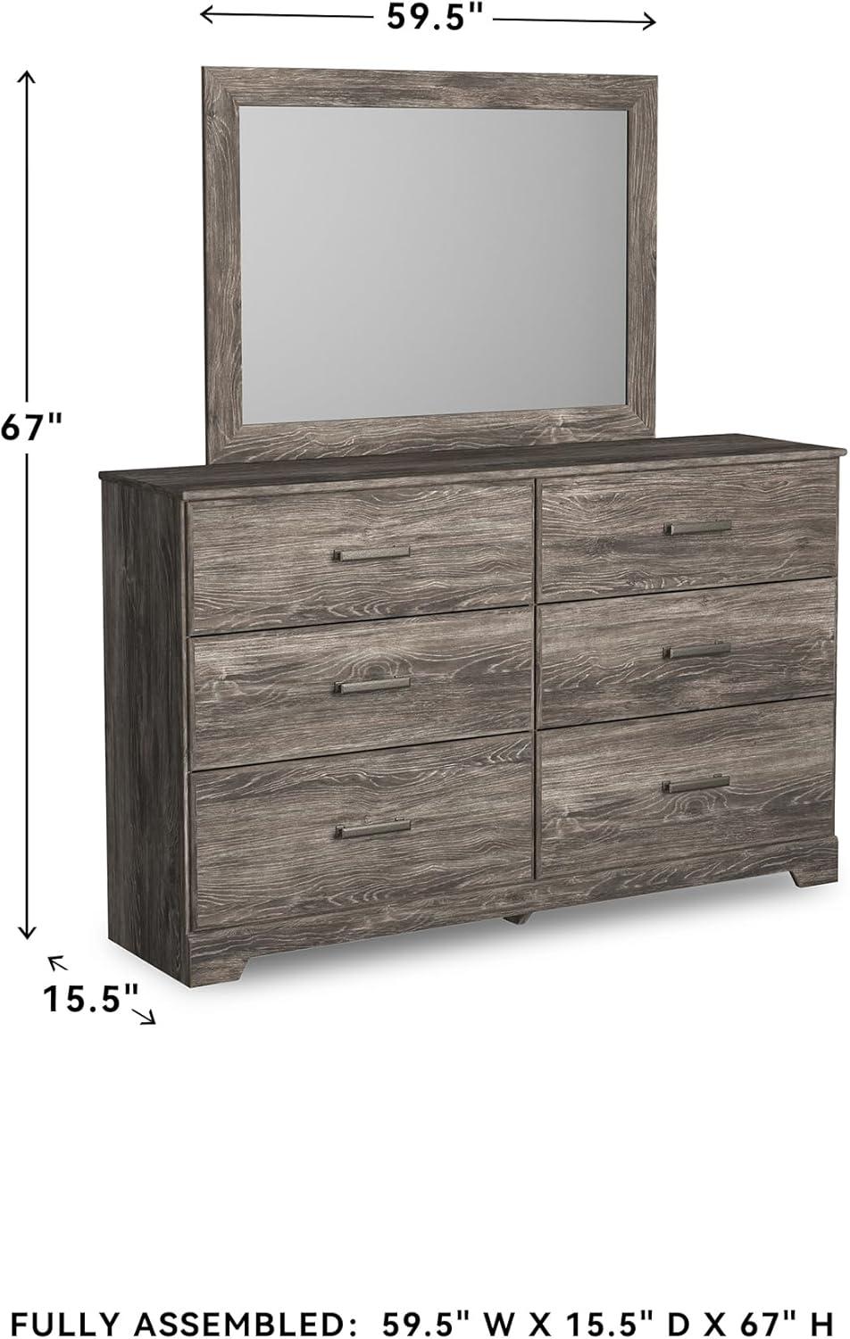 imageSignature Design by Ashley Ralinksi Vintage SmoothGliding 6Drawer Dresser and Mirror with Safety Stop Wood PewterTone Handles Smooth Gliding Drawers GrayGrey