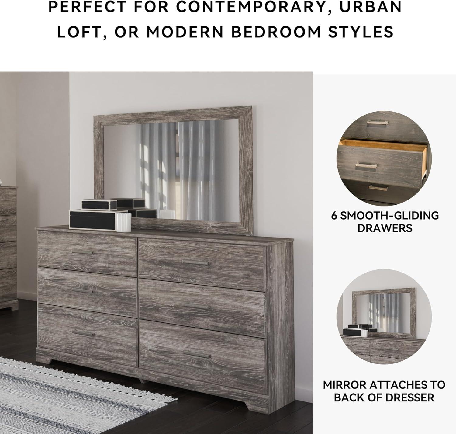 imageSignature Design by Ashley Ralinksi Vintage SmoothGliding 6Drawer Dresser and Mirror with Safety Stop Wood PewterTone Handles Smooth Gliding Drawers GrayGrey