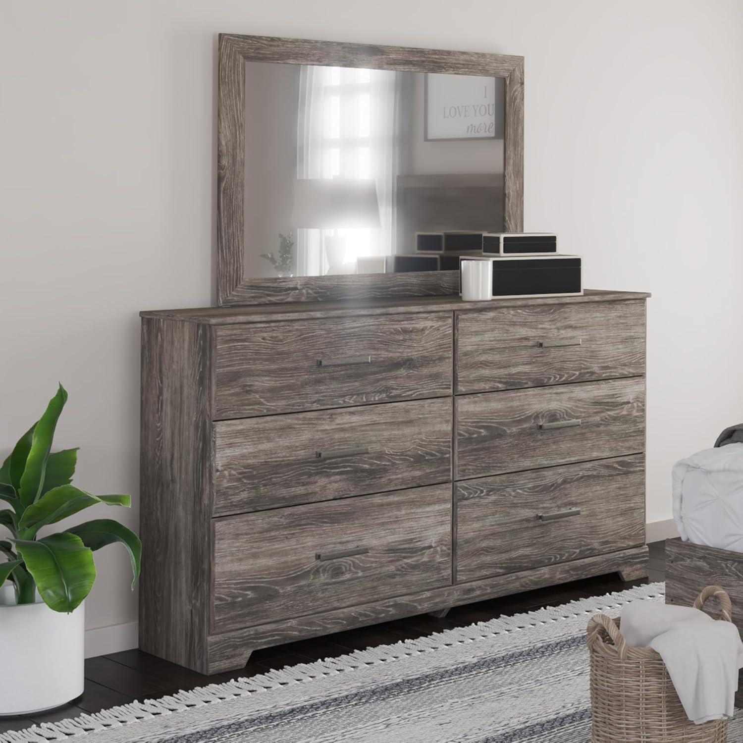 imageSignature Design by Ashley Ralinksi Vintage SmoothGliding 6Drawer Dresser and Mirror with Safety Stop Wood PewterTone Handles Smooth Gliding Drawers GrayGrey