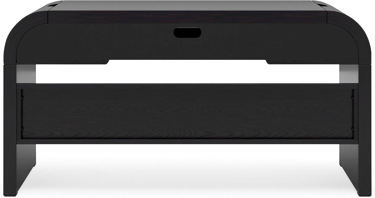 imageSignature Design by Ashley Rowanbeck Contemporary 2Drawer 60quot Home Office Desk with PullOut Keyboard Tray Cord Management USB Charging Ports and 2 Utility Bins Black