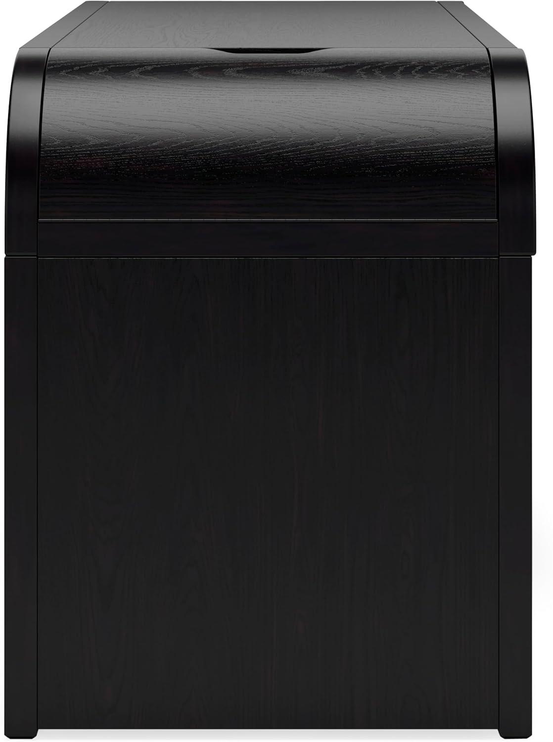 imageSignature Design by Ashley Rowanbeck Contemporary 2Drawer 60quot Home Office Desk with PullOut Keyboard Tray Cord Management USB Charging Ports and 2 Utility Bins Black