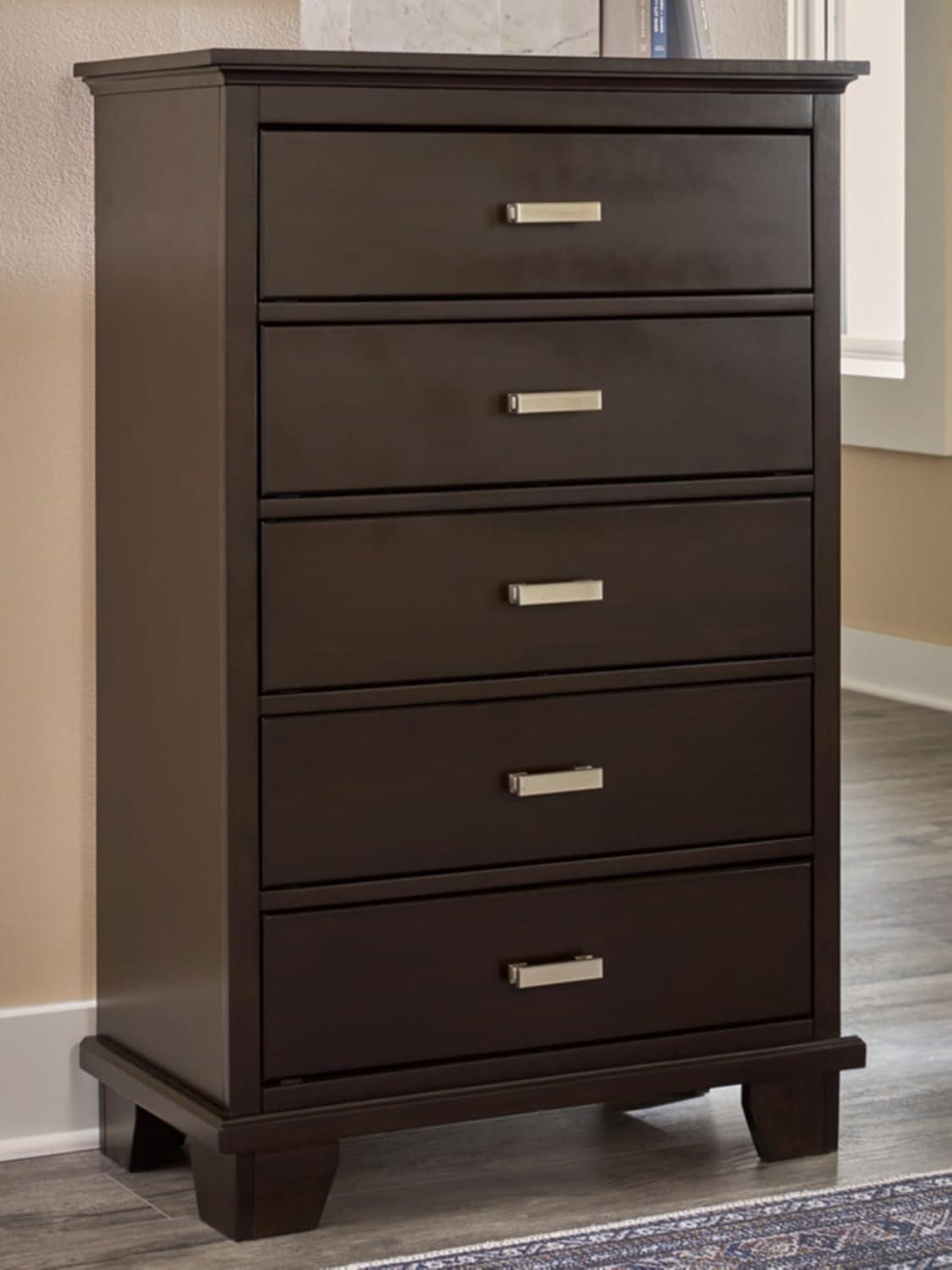 imageSignature Design by Ashley Russelyn Rustic 5 Drawer Chest of Drawers GrayDark Brown