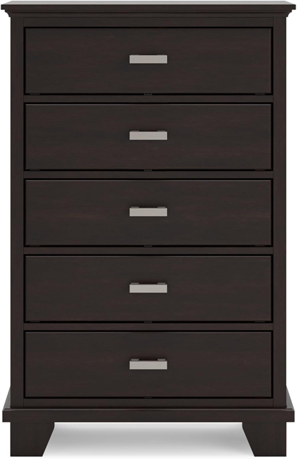 imageSignature Design by Ashley Russelyn Rustic 5 Drawer Chest of Drawers GrayDark Brown