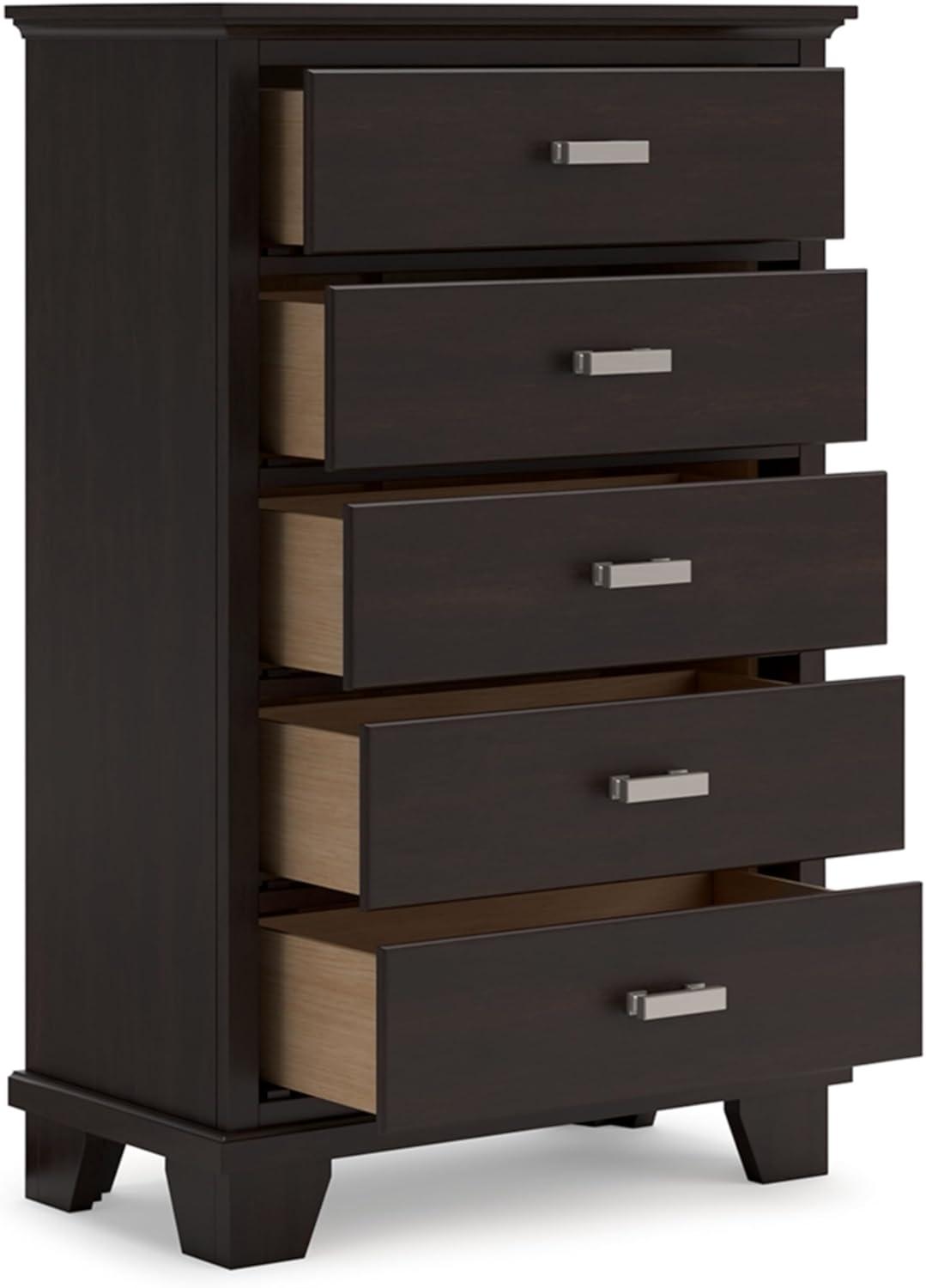 imageSignature Design by Ashley Russelyn Rustic 5 Drawer Chest of Drawers GrayDark Brown