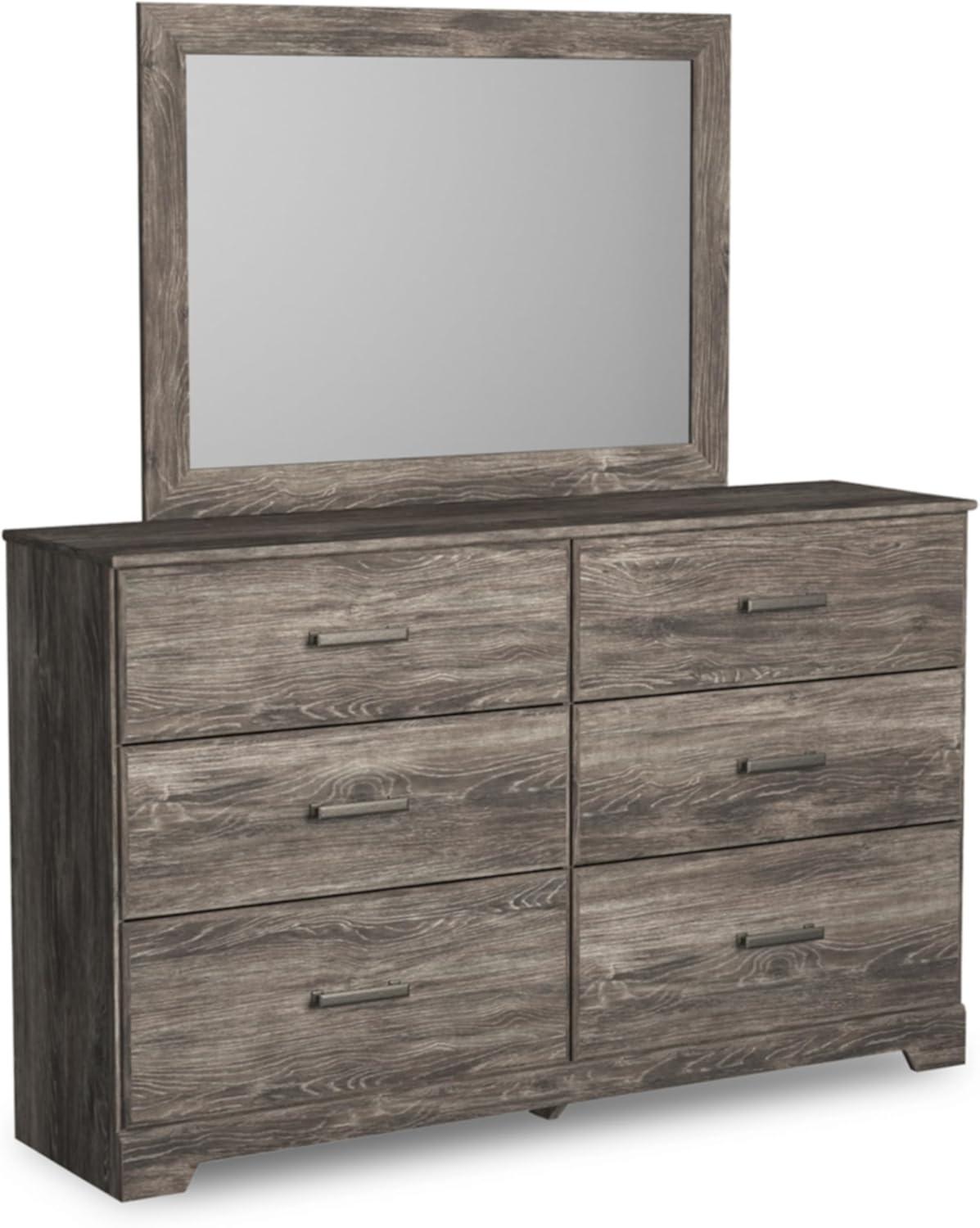 imageSignature Design by Ashley Stelsie Vintage SmoothGliding 6Drawer Dresser and Mirror with Safety Stop WhiteGrey