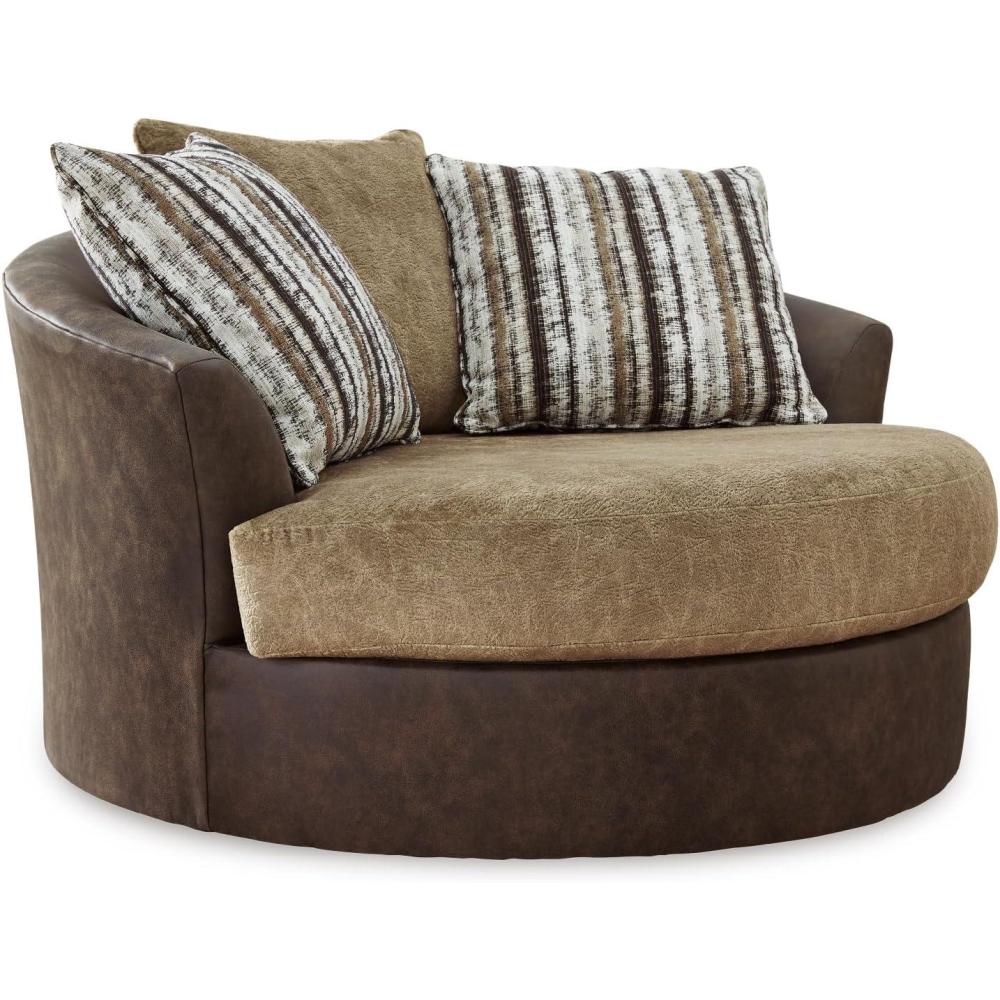 imageSignature Design by Ashley Alesbury Retro Oversized Swivel Accent Chair Dark BrownDark Brown