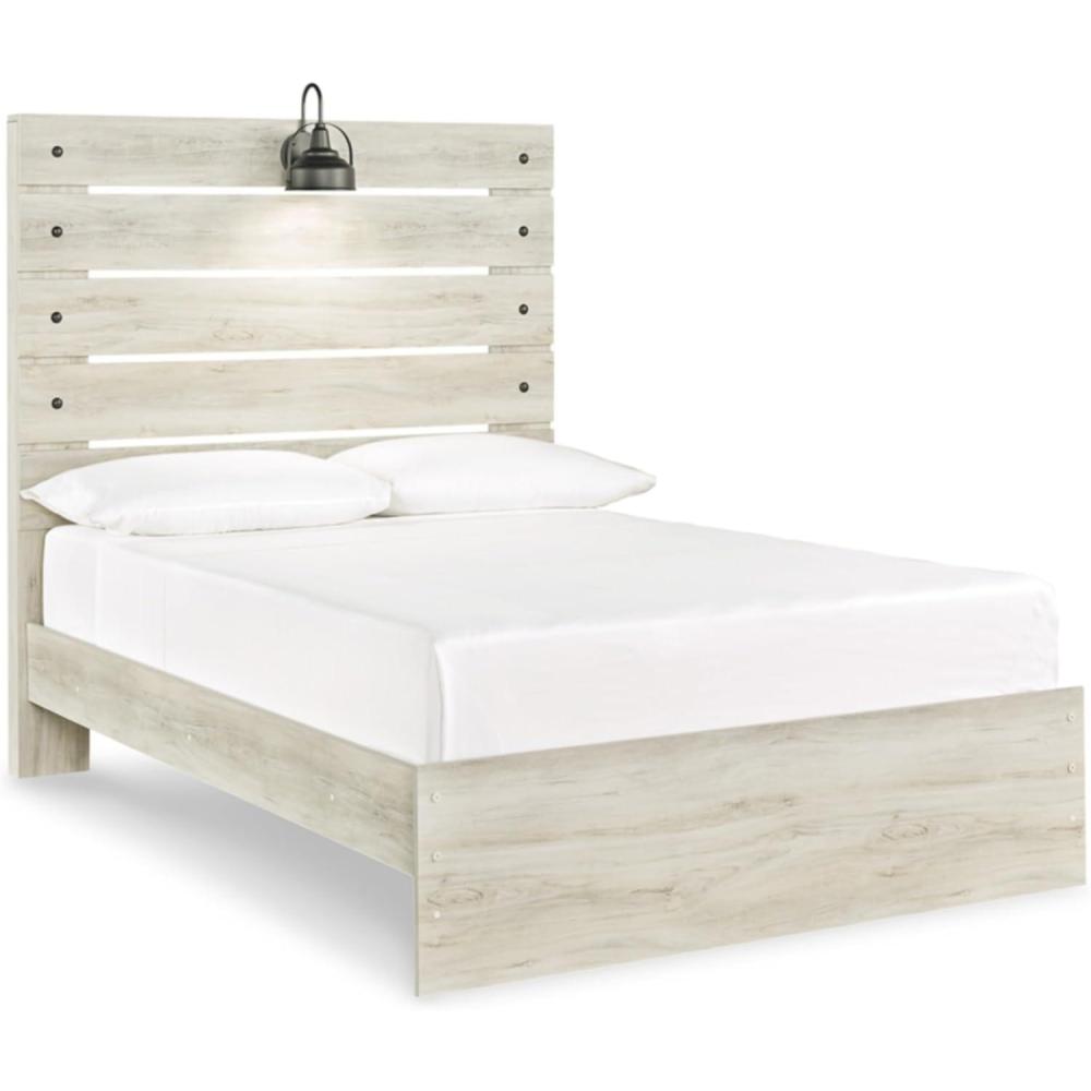 imageSignature Design by Ashley Cambeck Farmhouse Panel Headboard ONLY with USB Charging Stations King WhitewashFull