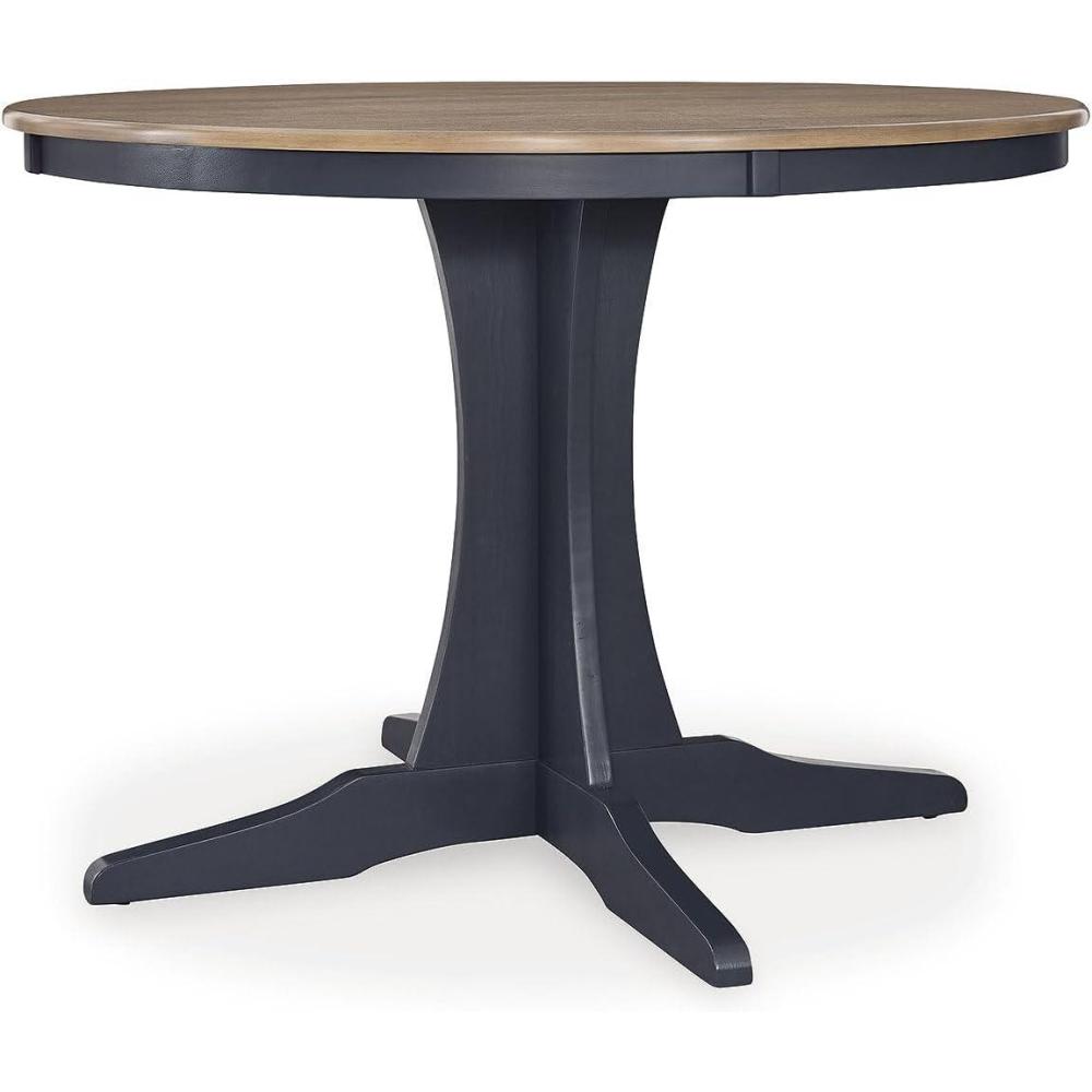 imageSignature Design by Ashley Landocken Casual Dining Table with Pedestal Base Light Brown ampamp Blue