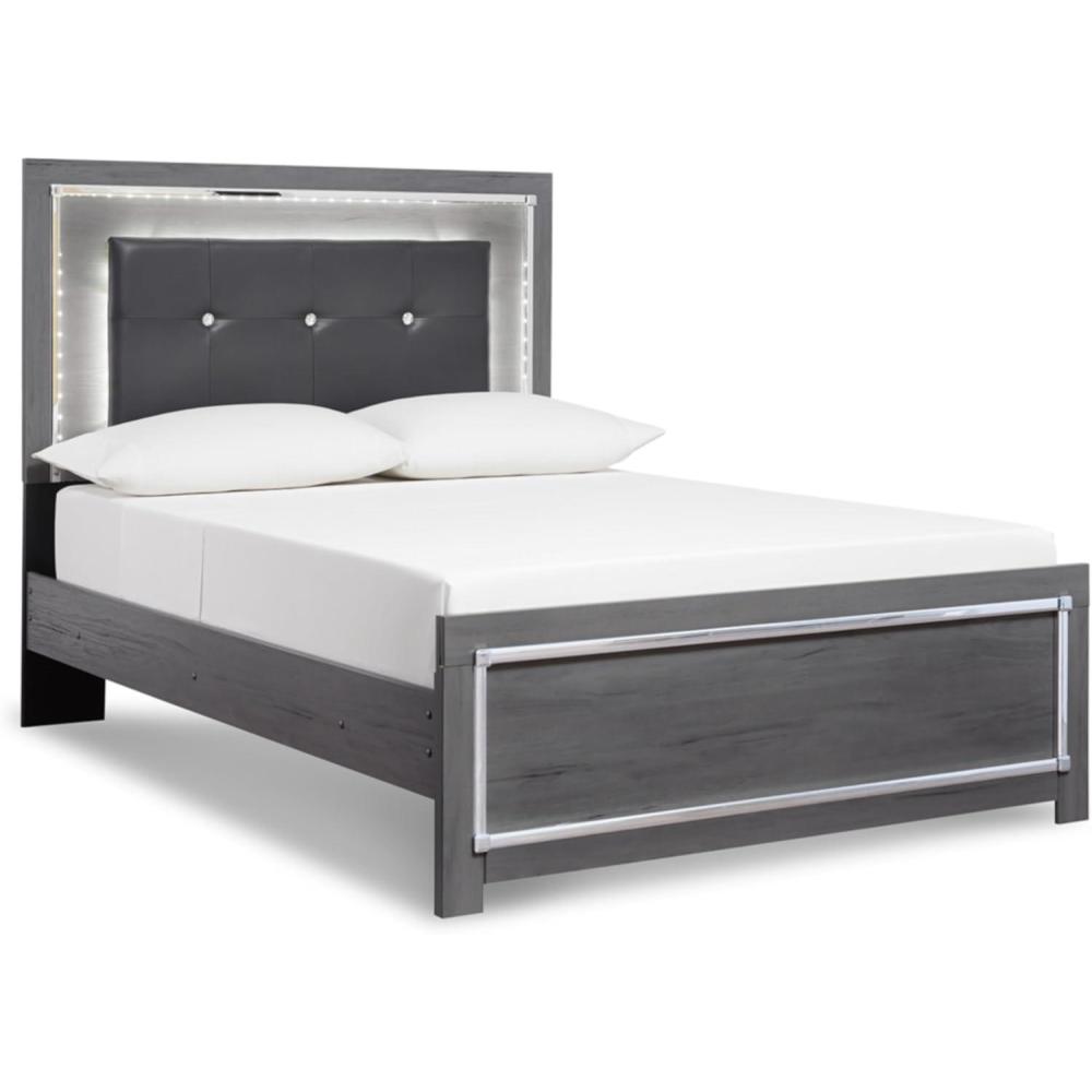 imageSignature Design by Ashley Lodanna Modern SmoothGliding 6Drawer Dresser and Mirror with Safety Stop Tipover Restraint Faceted ChromeTone Accents Lined Drawers Gray FinishGrey