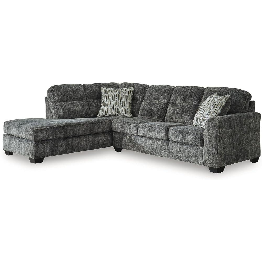 imageSignature Design by Ashley Lonoke Casual LeftArm Facing 2Piece Sectional with Chaise Loose Seat Cushions Throw Pillows Included GrayGunmetal