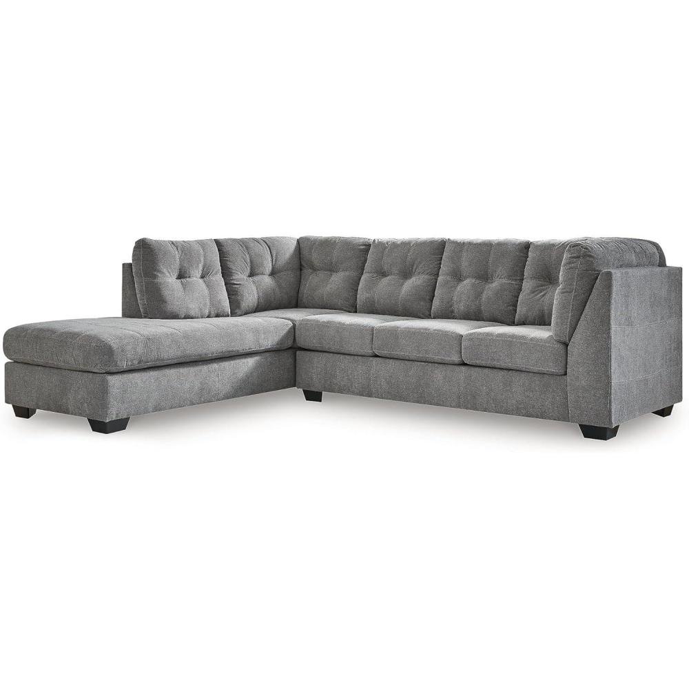 imageSignature Design by Ashley Marleton Contemporary LeftArm Facing Tufted 2Piece Sectional with Chaise and Loose Seat Cushions BlueGrey