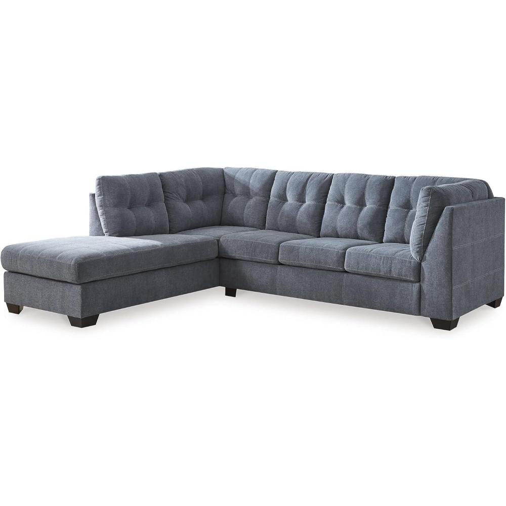 imageSignature Design by Ashley Marleton Contemporary RightArm Facing Tufted 2Piece Sectional with Chaise and Loose Seat Cushions Light GrayBlue