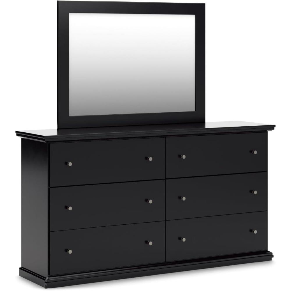 imageSignature Design by Ashley Porter Traditional SmoothGliding 7Drawer Dresser and Mirror with Safety Stop FeltLined Top Drawers and PullOut Tray Dark BrownBlack