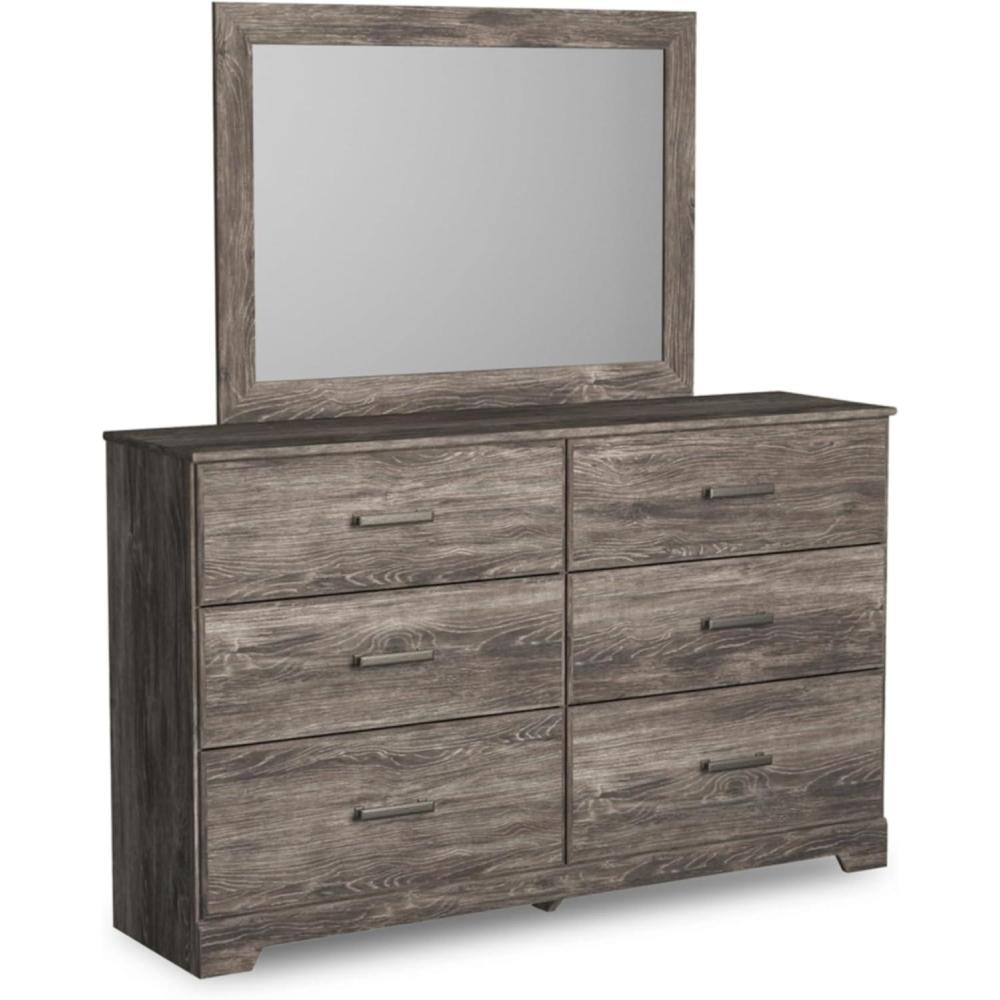 imageSignature Design by Ashley Ralinksi Vintage SmoothGliding 6Drawer Dresser and Mirror with Safety Stop Wood PewterTone Handles Smooth Gliding Drawers GrayGrey
