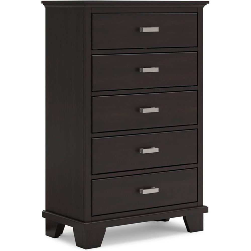 imageSignature Design by Ashley Russelyn Rustic 5 Drawer Chest of Drawers GrayDark Brown