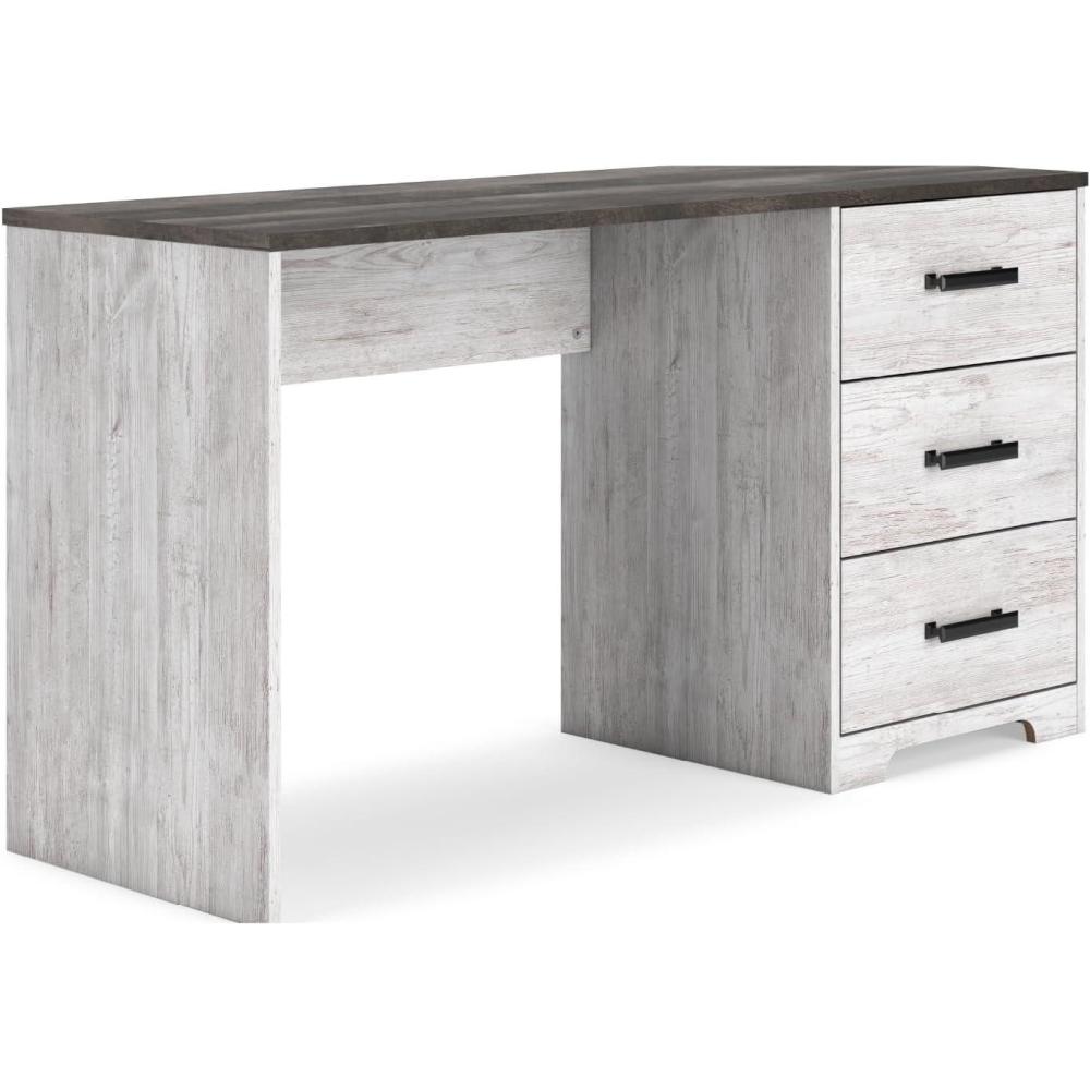 imageSignature Design by Ashley Shawburn Farmhouse 3Drawer 54quot Home Office Desk White ampamp Gray