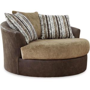 Signature Design by Ashley Alesbury Retro Oversized Swivel Accent Chair, Dark Brown(Dark Brown)