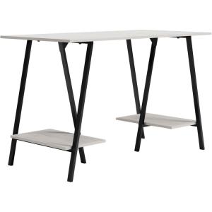 Signature Design by Ashley Bayflynn Modern Home Office Desk or Drafting Table with Sawhorse Legs, White & Black(Brown)