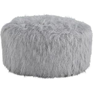 Signature Design by Ashley Galice Casual Faux Fur Oversized Accent Ottoman, White(Light Gray)