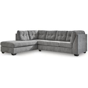 Signature Design by Ashley Marleton Contemporary Left-Arm Facing Tufted 2-Piece Sectional with Chaise and Loose Seat Cushions, Blue(Grey)