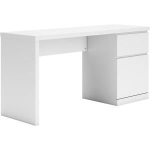 Signature Design by Ashley Onita Modern Home Office Desk with Drawer and Cabinet, White