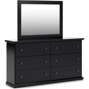 Signature Design by Ashley Porter Traditional Smooth-Gliding 7-Drawer Dresser and Mirror with Safety Stop, Felt-Lined Top Drawers and Pull-Out Tray, Dark Brown(Black)