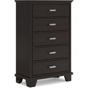 Signature Design by Ashley Russelyn Rustic 5 Drawer Chest of Drawers, Gray(Dark Brown)