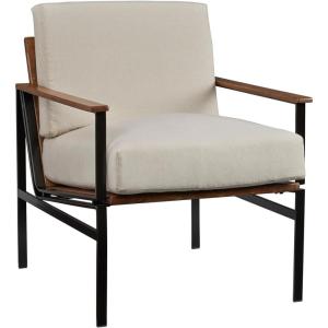 Signature Design by Ashley Tilden Mid-Century Modern Accent Chair, Ivory & Black(Cream)