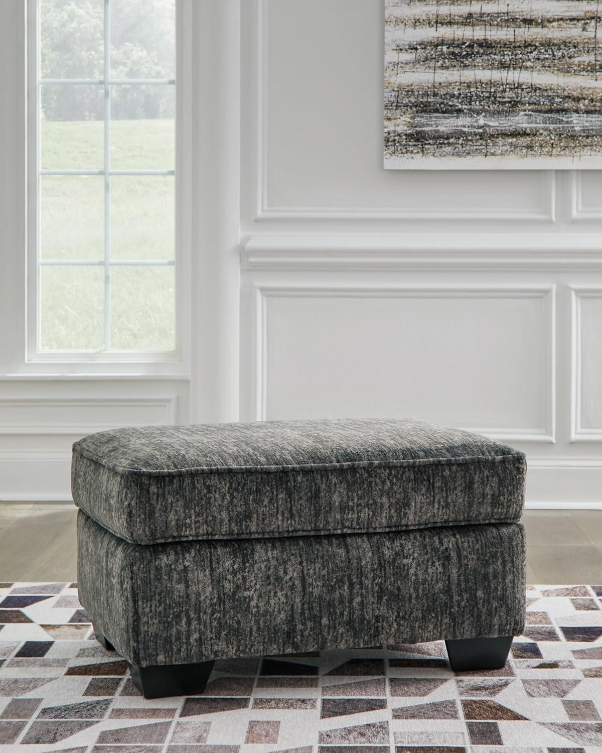 imageSignature Design by Ashley Lonoke Contemporary Rectangular Upholstered Ottoman Gray