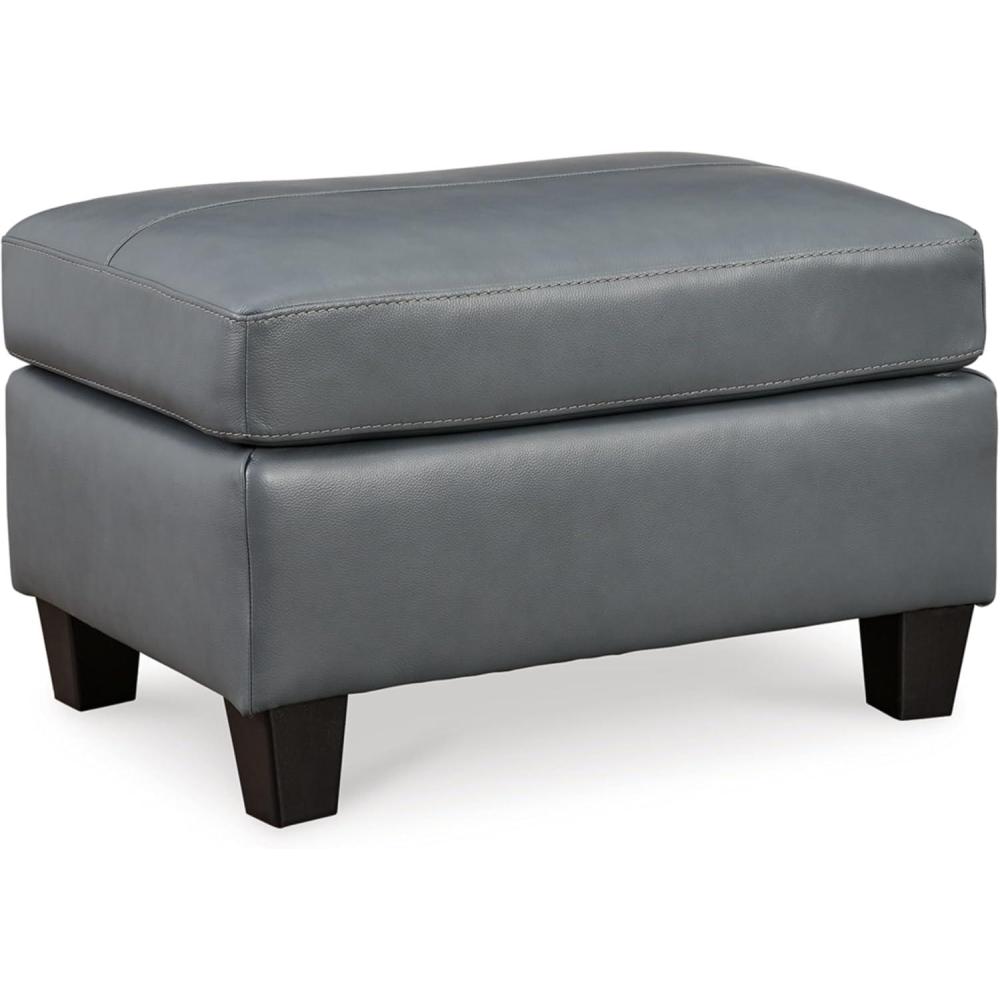 imageSignature Design by Ashley Genoa Contemporary Chic Leather Ottoman CreamGrey