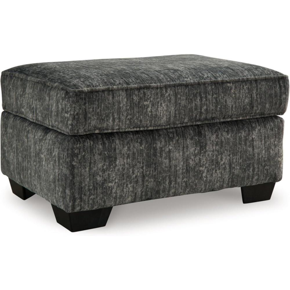 imageSignature Design by Ashley Lonoke Contemporary Rectangular Upholstered Ottoman Gray