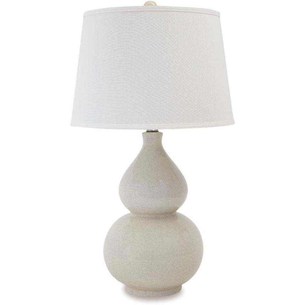 imageSignature Design by Ashley Shavon Contemporary 27quot Textured Neutral Glaze Table Lamp Beige ampamp WhiteSaffi