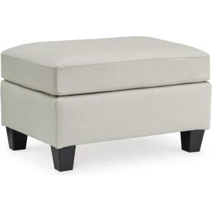 Signature Design by Ashley Genoa Contemporary Chic Leather Ottoman, Cream(Cream)