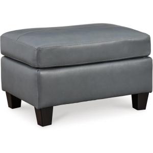 Signature Design by Ashley Genoa Contemporary Chic Leather Ottoman, Cream(Grey)