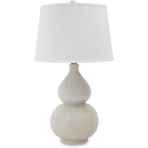 Signature Design by Ashley Shavon Contemporary 27″ Textured Neutral Glaze Table Lamp, Beige & White(Saffi)
