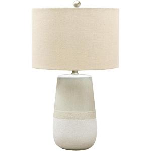 Signature Design by Ashley Shavon Contemporary 27″ Textured Neutral Glaze Table Lamp, Beige & White(Shavon)