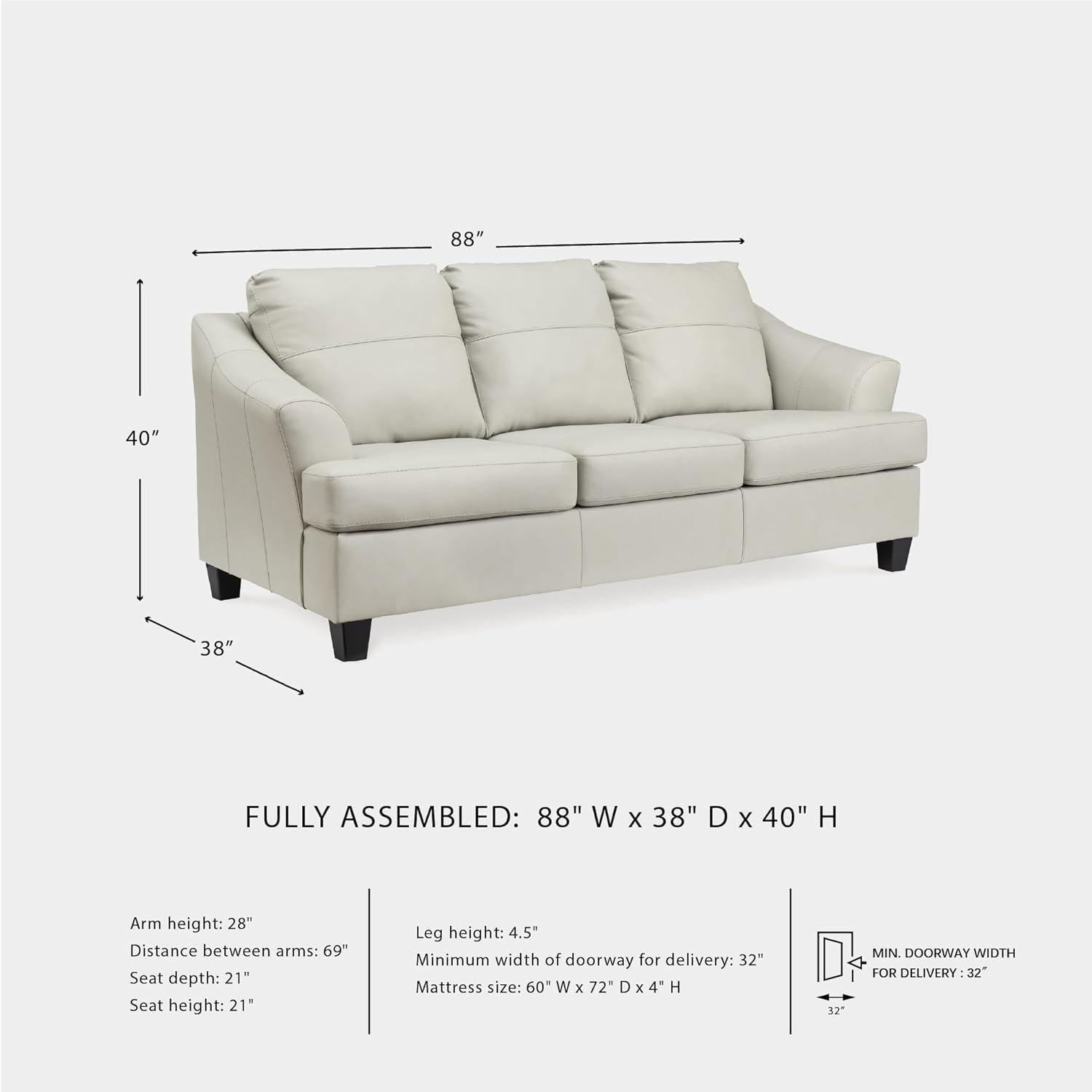 imageSignature Design by Ashley Genoa Modern 2in1 Leather Match Sofa Sleeper with Folding Gel Memory Foam Mattress Queen WhiteWhite