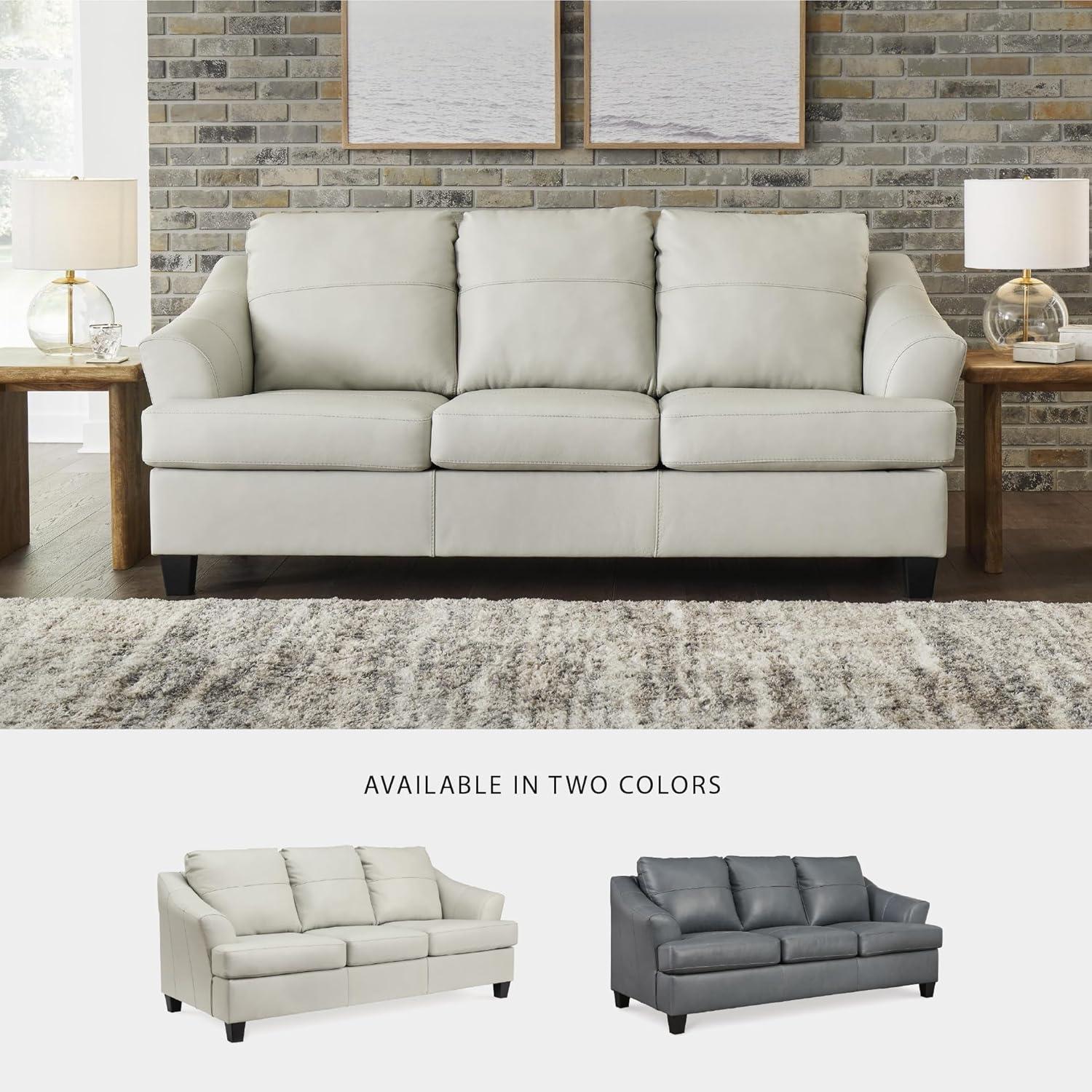 imageSignature Design by Ashley Genoa Modern 2in1 Leather Match Sofa Sleeper with Folding Gel Memory Foam Mattress Queen WhiteWhite