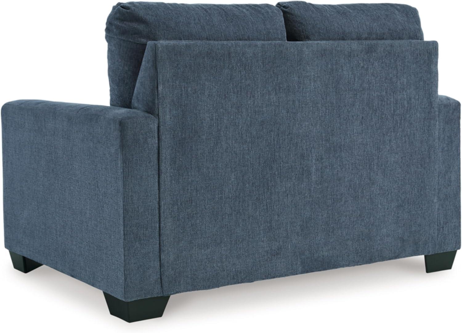 imageSignature Design by Ashley Rannis Coastal 2in1 Sofa Sleeper with Folding Gel Memory Foam Mattress Twin Blue
