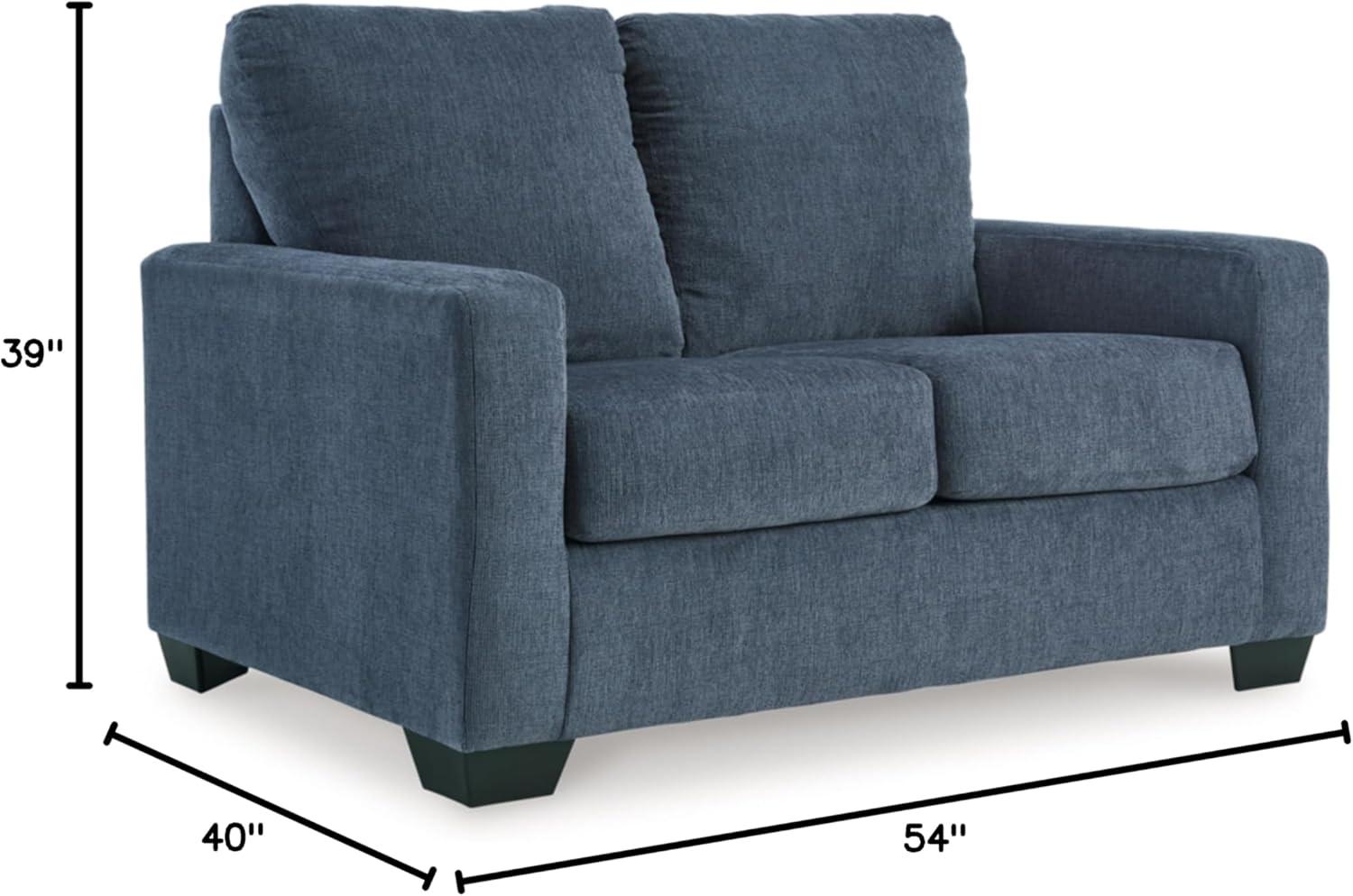 imageSignature Design by Ashley Rannis Coastal 2in1 Sofa Sleeper with Folding Gel Memory Foam Mattress Twin Blue