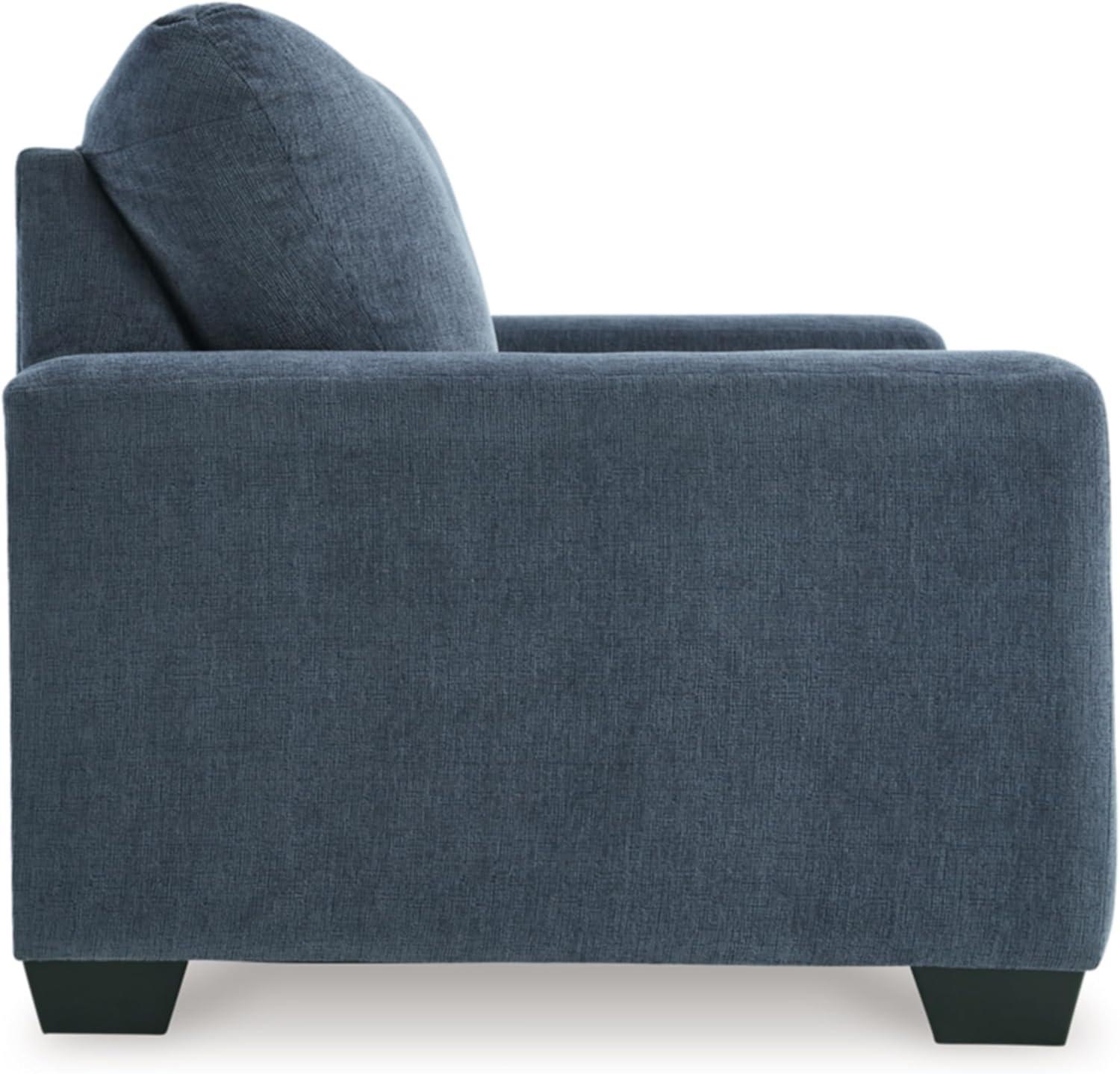 imageSignature Design by Ashley Rannis Coastal 2in1 Sofa Sleeper with Folding Gel Memory Foam Mattress Twin Blue