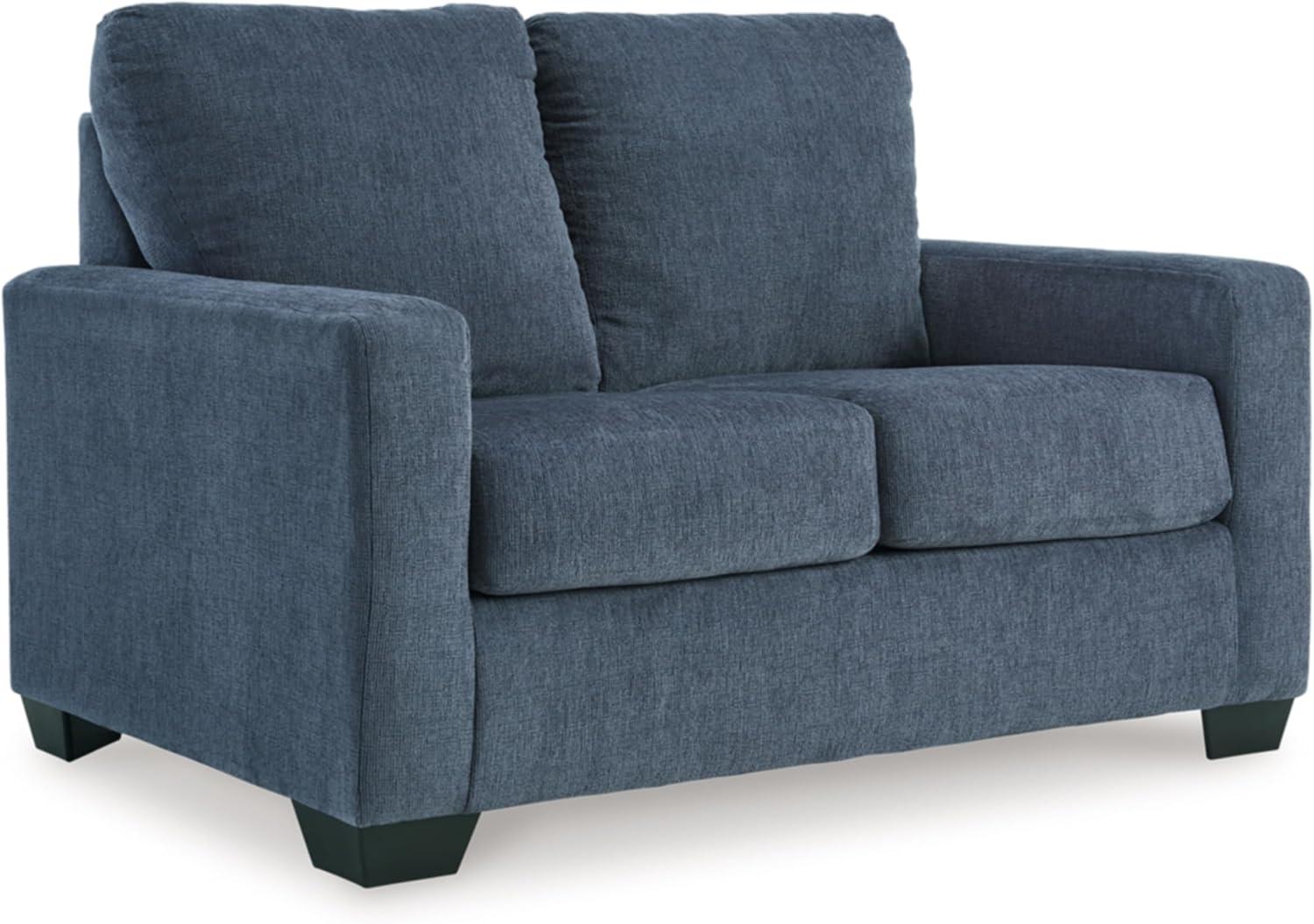 imageSignature Design by Ashley Rannis Coastal 2in1 Sofa Sleeper with Folding Gel Memory Foam Mattress Twin Blue