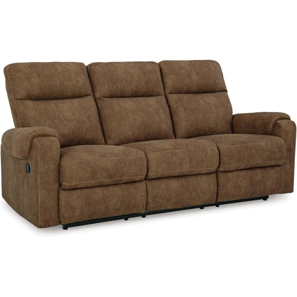 imageSignature Design by Ashley Edenwold Contemporary Faux Leather Manual Reclining Sofa Dark BrownReclining Sofa